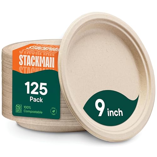 100% Compostable Paper Plates,...