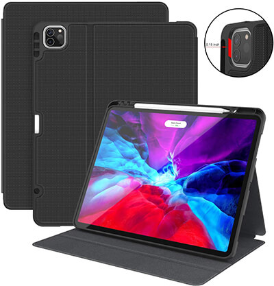Supveco iPad Pro 12.9 Case with Pencil Holder 2020 & 2018