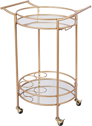 RiteSune Bar Cart with 2 Mirrored Shelves