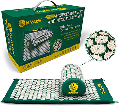 At Home Back and Neck Pain Relief - Acupressure Mat and Neck Pillow Set