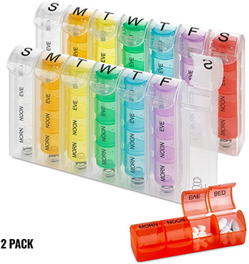 Medca Weekly Pill Organizer - (Pack of 2) Pill Planners for Pills & Vitamins