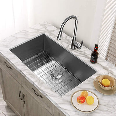 MENSARJOR 16 Gauge 32'' x 19'' Single Bowl Kitchen Sink