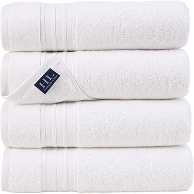 Hammam Linen 4 Piece Set Soft Bath 100% Cotton Towels