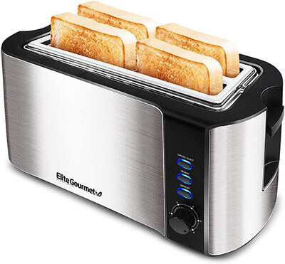 Elite Gourmet ECT-3100 Maxi- 4 Slice Long Toaster